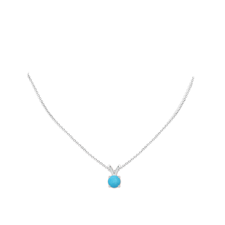 7mm A V-Bale Round Turquoise Solitaire Pendant in White Gold pen
