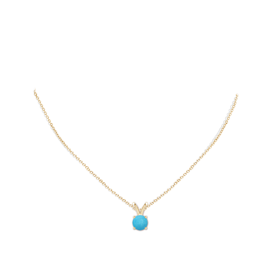 7mm A V-Bale Round Turquoise Solitaire Pendant in Yellow Gold pen