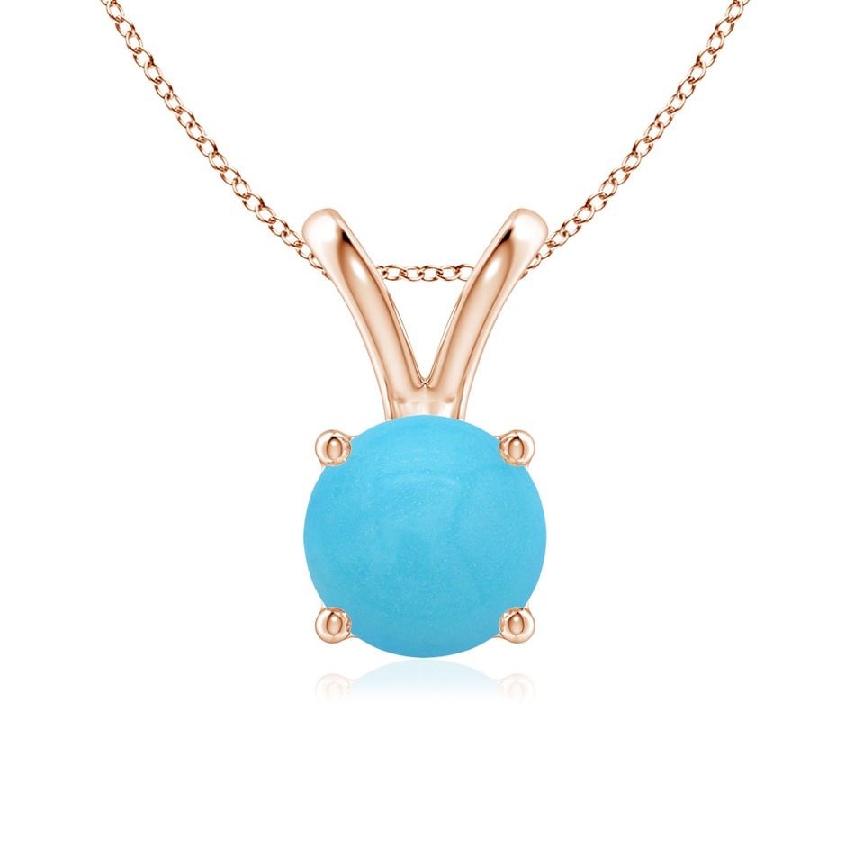 7mm AA V-Bale Round Turquoise Solitaire Pendant in Rose Gold 