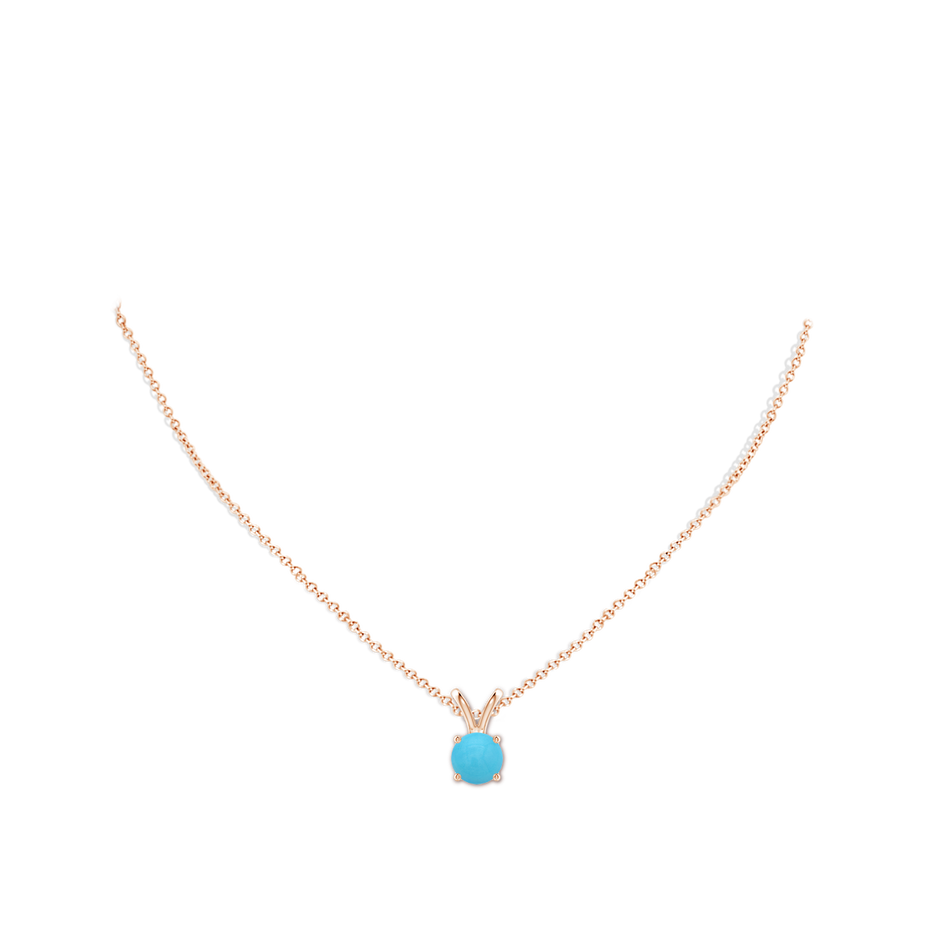 7mm AA V-Bale Round Turquoise Solitaire Pendant in Rose Gold pen