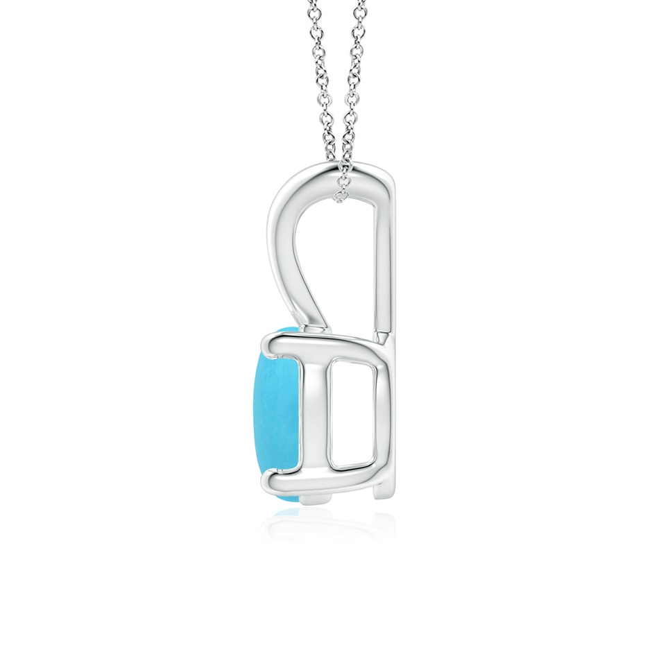 7mm AA V-Bale Round Turquoise Solitaire Pendant in White Gold side 199