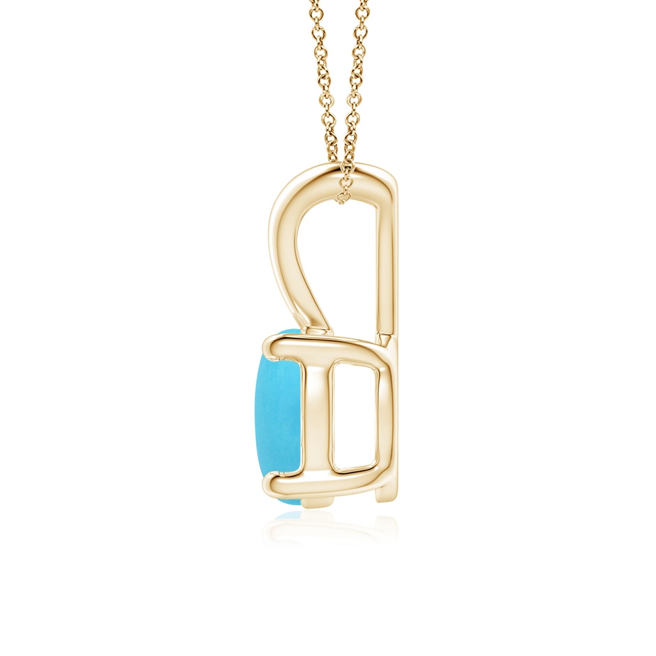 7mm AA V-Bale Round Turquoise Solitaire Pendant in Yellow Gold side 199