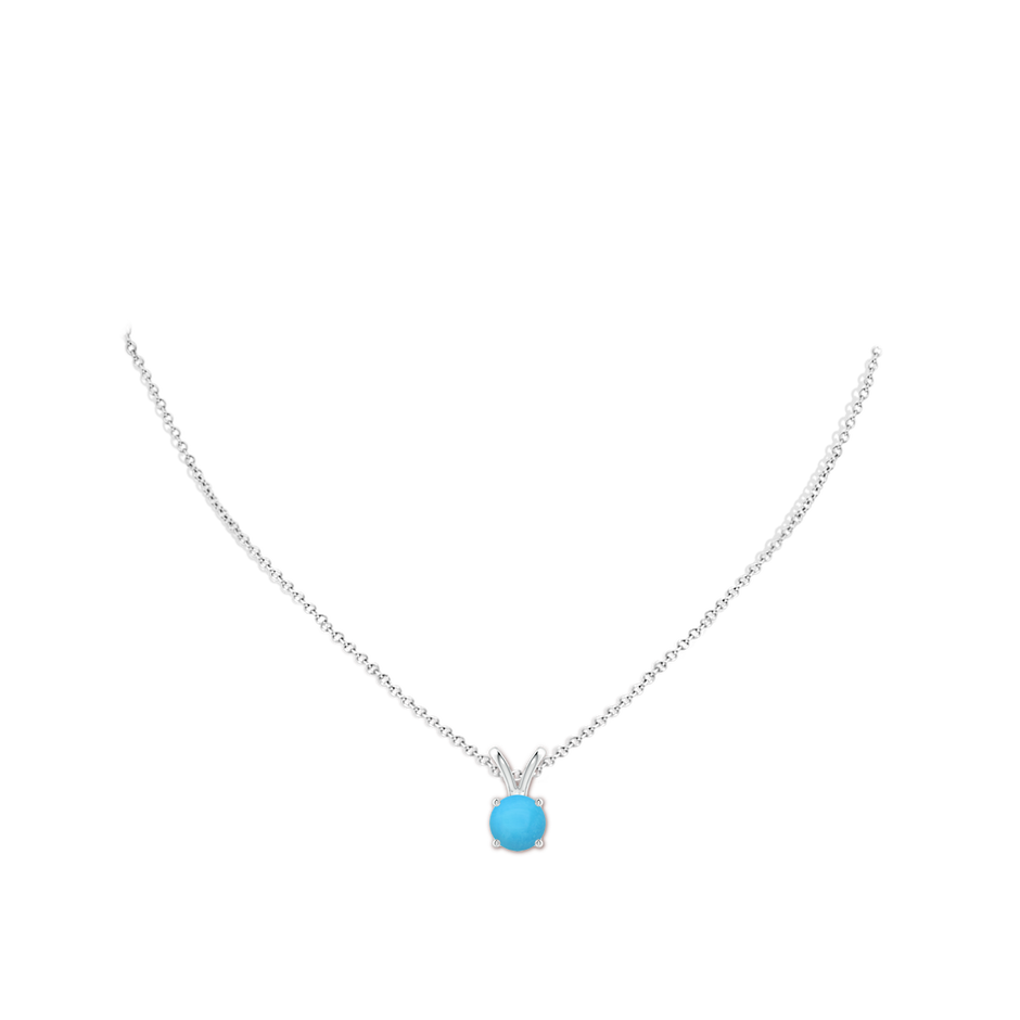 7mm AAA V-Bale Round Turquoise Solitaire Pendant in S999 Silver pen