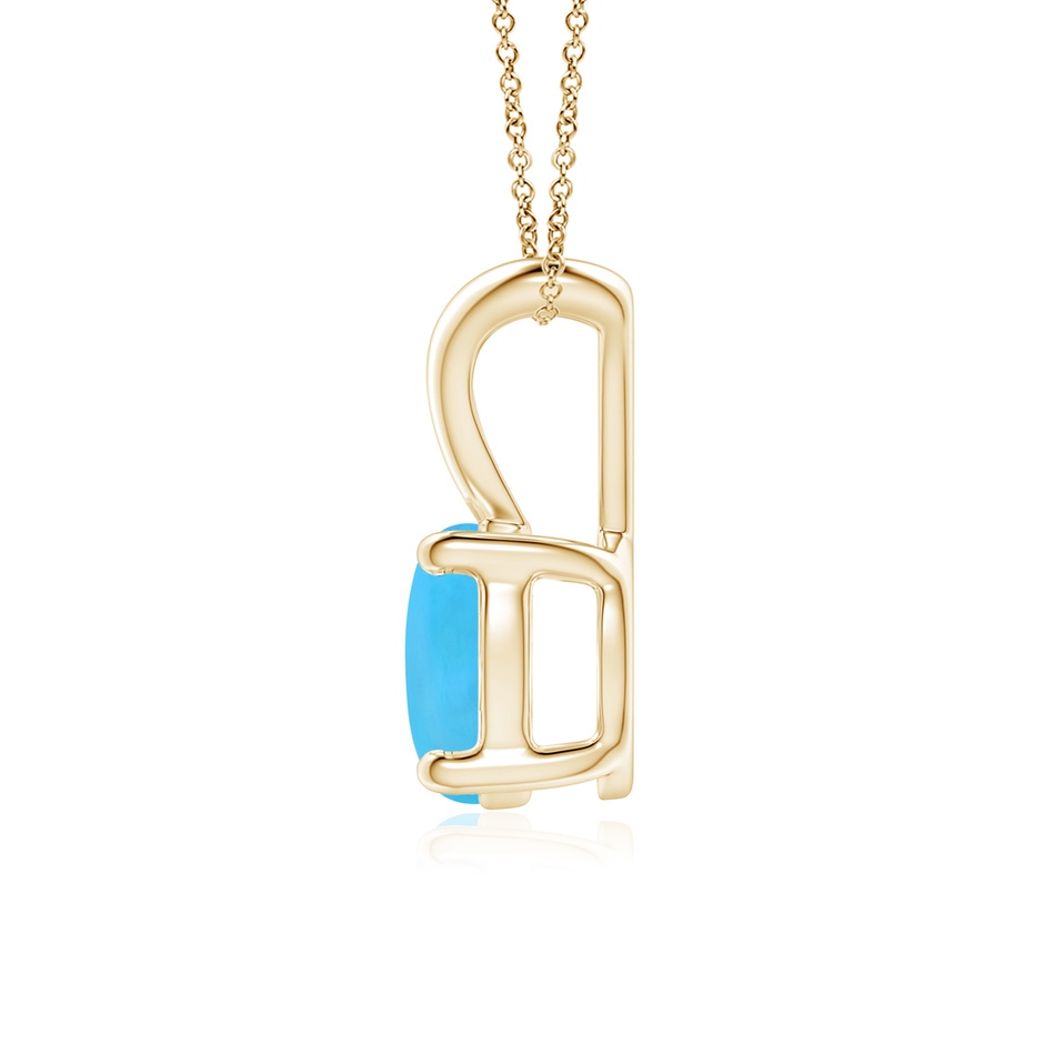 7mm AAA V-Bale Round Turquoise Solitaire Pendant in Yellow Gold side 199