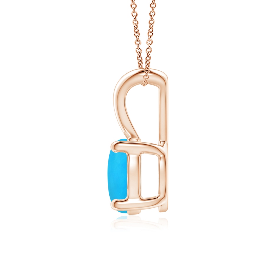 7mm AAAA V-Bale Round Turquoise Solitaire Pendant in Rose Gold side 199