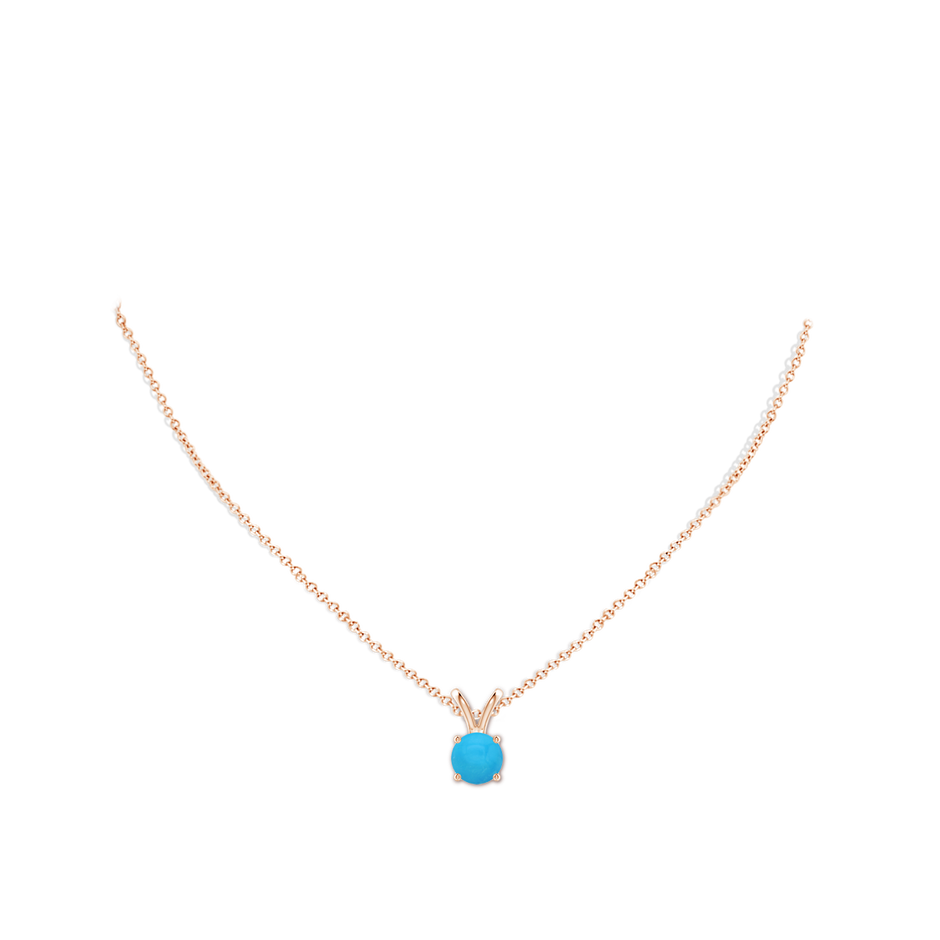 7mm AAAA V-Bale Round Turquoise Solitaire Pendant in Rose Gold pen