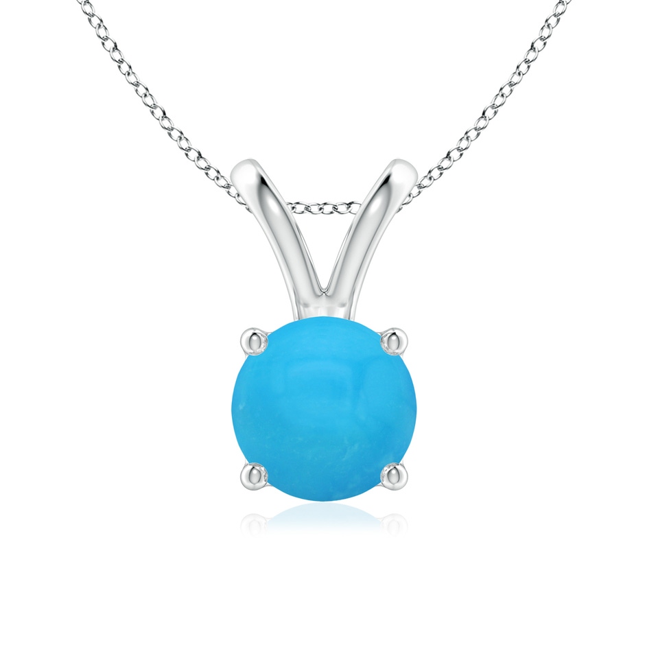 7mm AAAA V-Bale Round Turquoise Solitaire Pendant in S999 Silver 