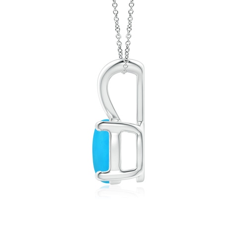 7mm AAAA V-Bale Round Turquoise Solitaire Pendant in White Gold - side 3