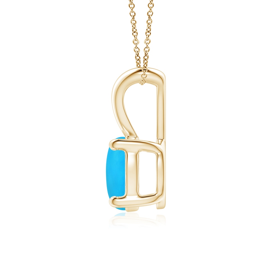 7mm AAAA V-Bale Round Turquoise Solitaire Pendant in Yellow Gold side 199