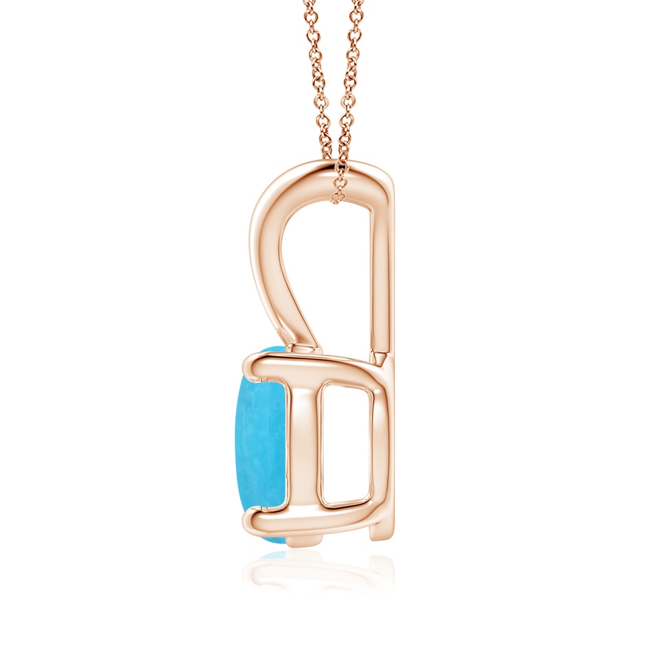 8mm A V-Bale Round Turquoise Solitaire Pendant in Rose Gold side 199