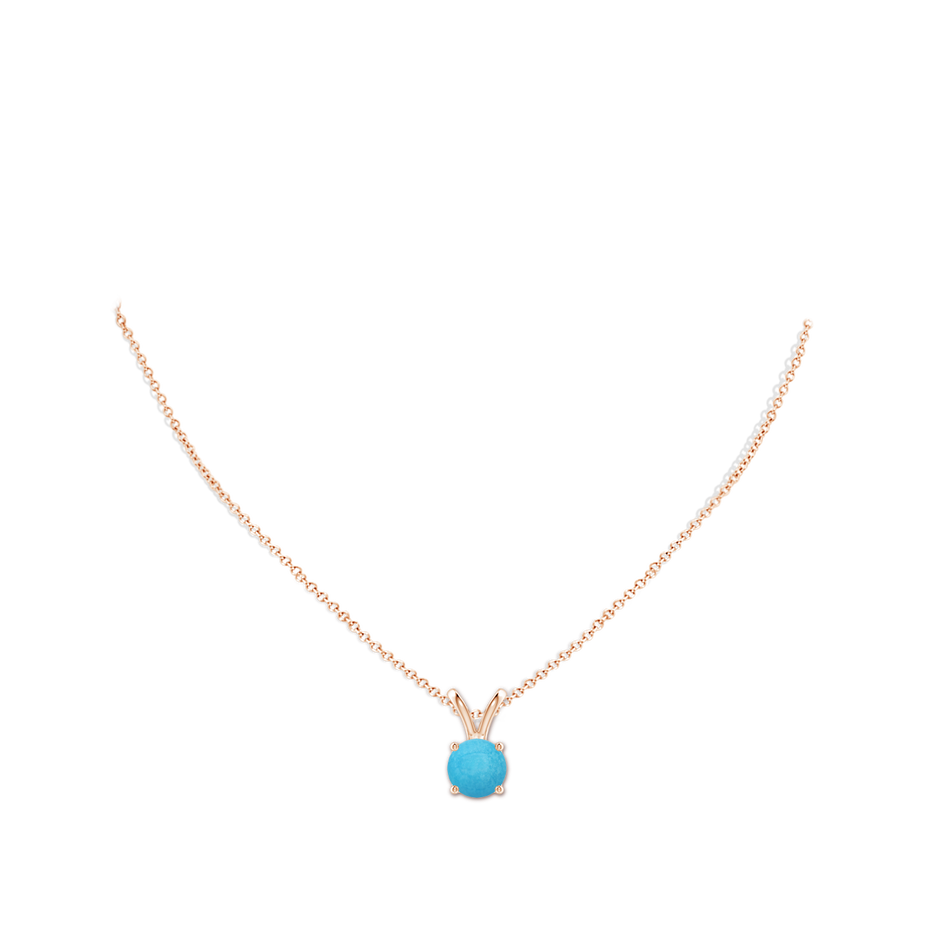 8mm A V-Bale Round Turquoise Solitaire Pendant in Rose Gold pen