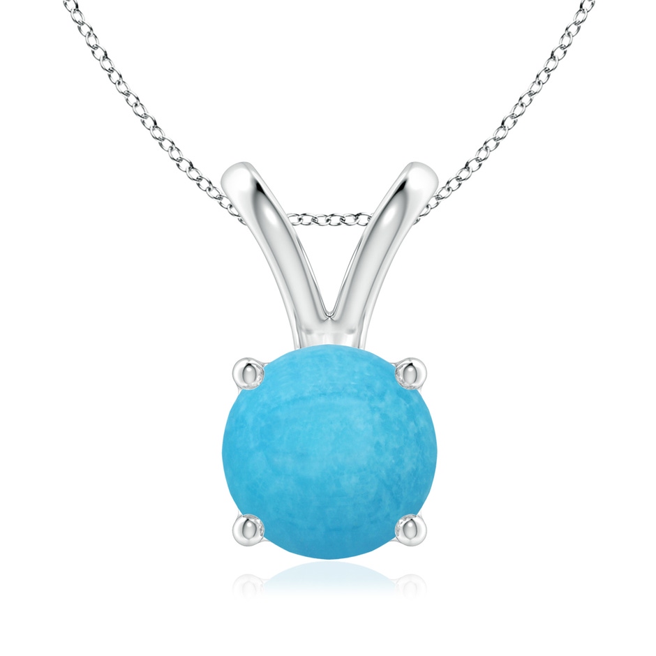 8mm A V-Bale Round Turquoise Solitaire Pendant in S999 Silver 