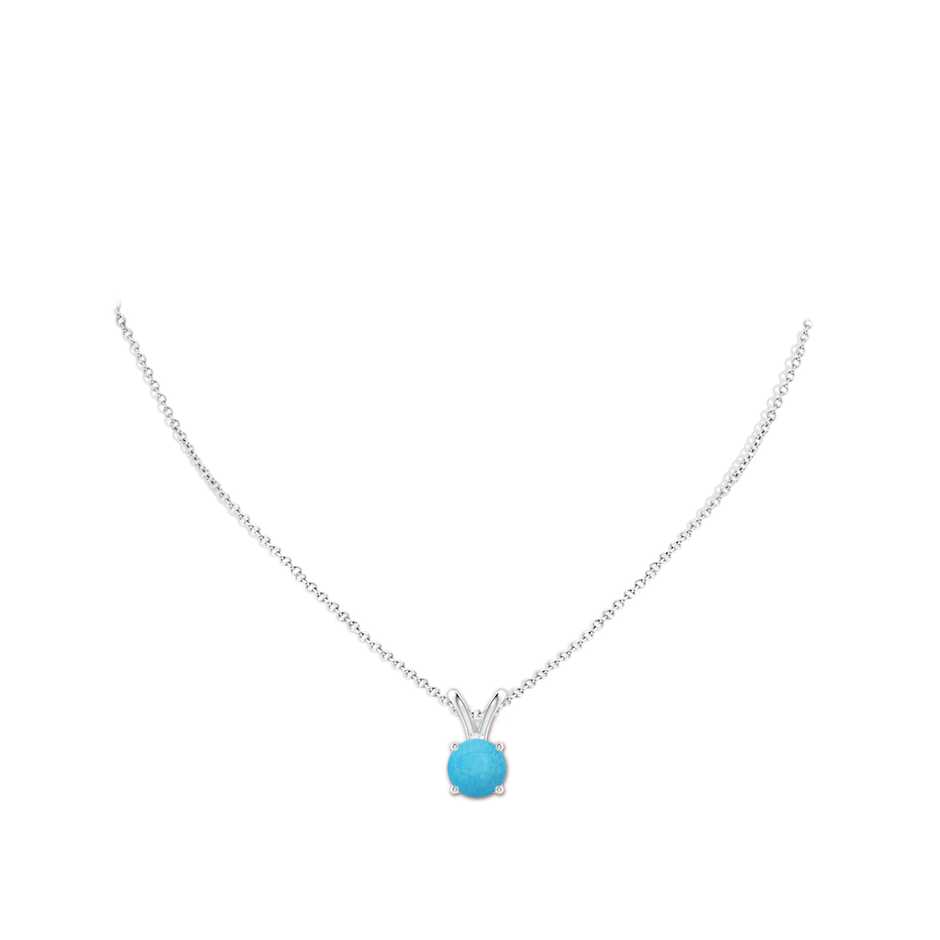 8mm A V-Bale Round Turquoise Solitaire Pendant in S999 Silver pen
