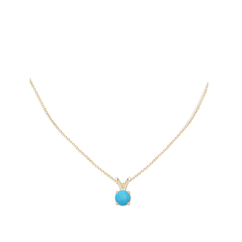8mm A V-Bale Round Turquoise Solitaire Pendant in Yellow Gold pen
