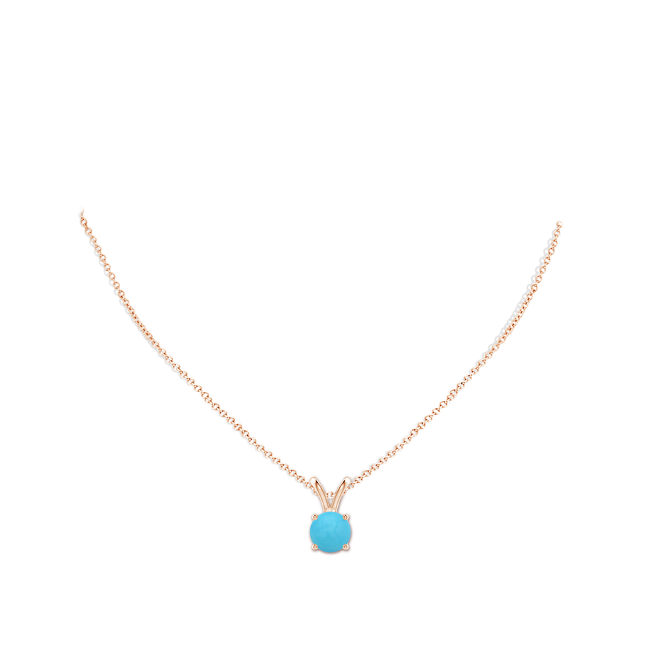 8mm AA V-Bale Round Turquoise Solitaire Pendant in 18K Rose Gold pen