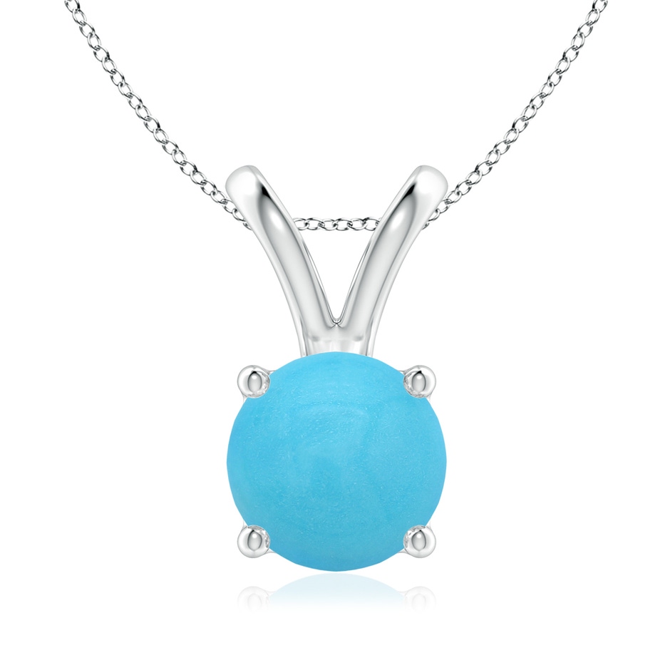 8mm AA V-Bale Round Turquoise Solitaire Pendant in White Gold 
