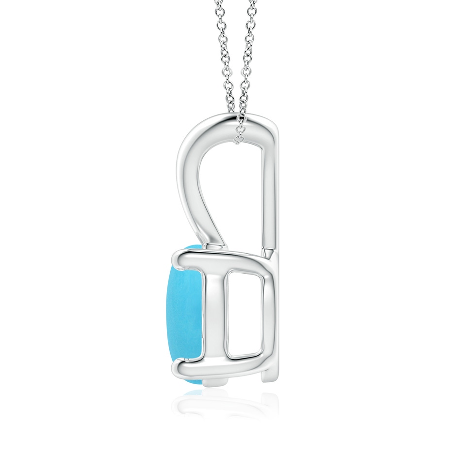 8mm AA V-Bale Round Turquoise Solitaire Pendant in White Gold side 199