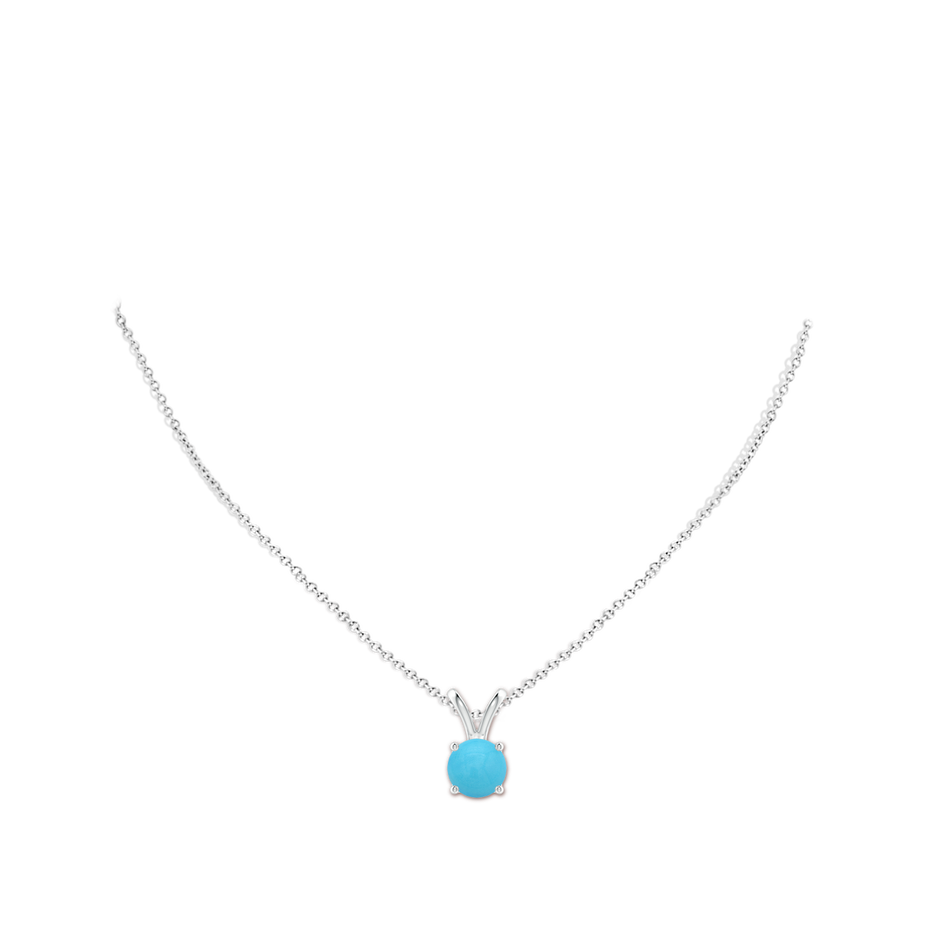 8mm AA V-Bale Round Turquoise Solitaire Pendant in White Gold pen