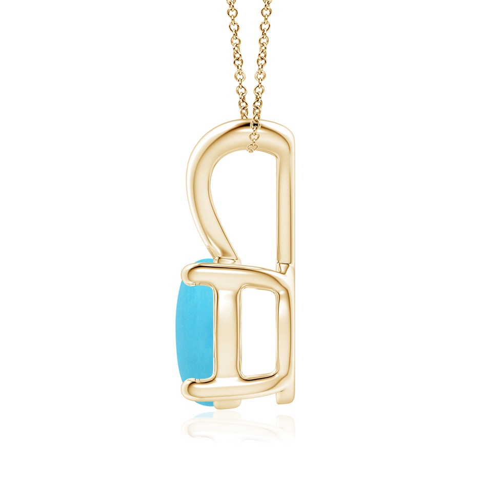 8mm AA V-Bale Round Turquoise Solitaire Pendant in Yellow Gold side 199