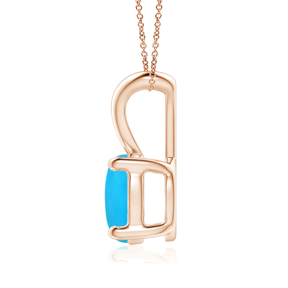 8mm AAAA V-Bale Round Turquoise Solitaire Pendant in Rose Gold side 199