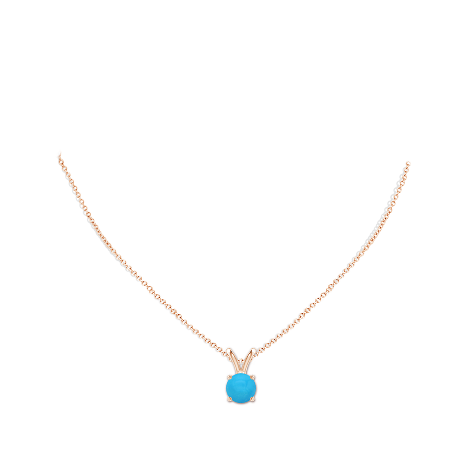 8mm AAAA V-Bale Round Turquoise Solitaire Pendant in Rose Gold pen