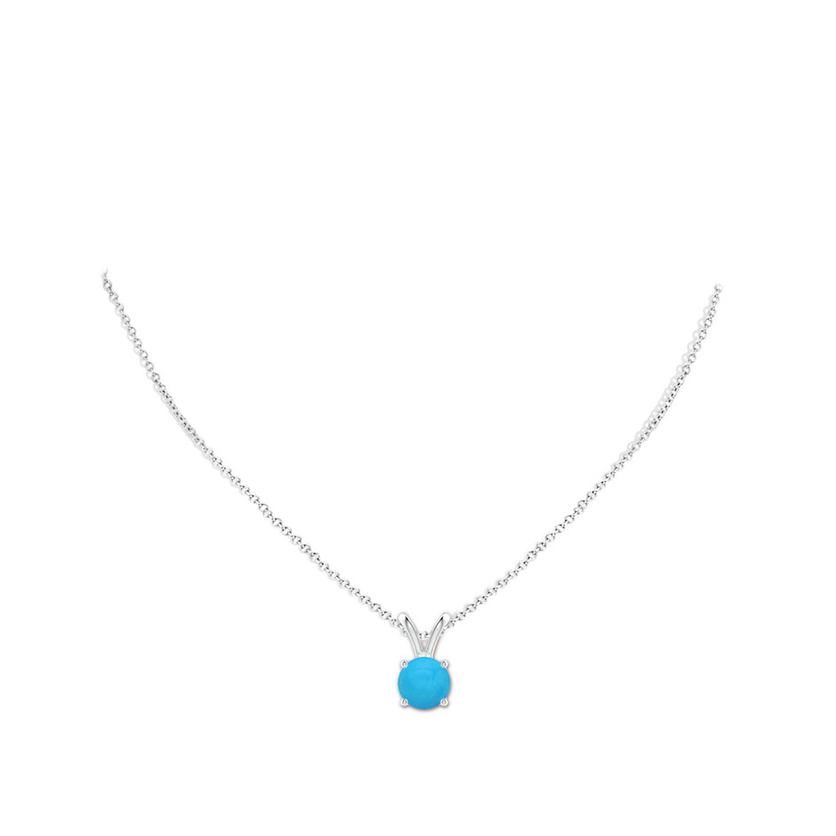 8mm AAAA V-Bale Round Turquoise Solitaire Pendant in S999 Silver pen