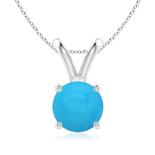 8mm AAAA V-Bale Round Turquoise Solitaire Pendant in White Gold
