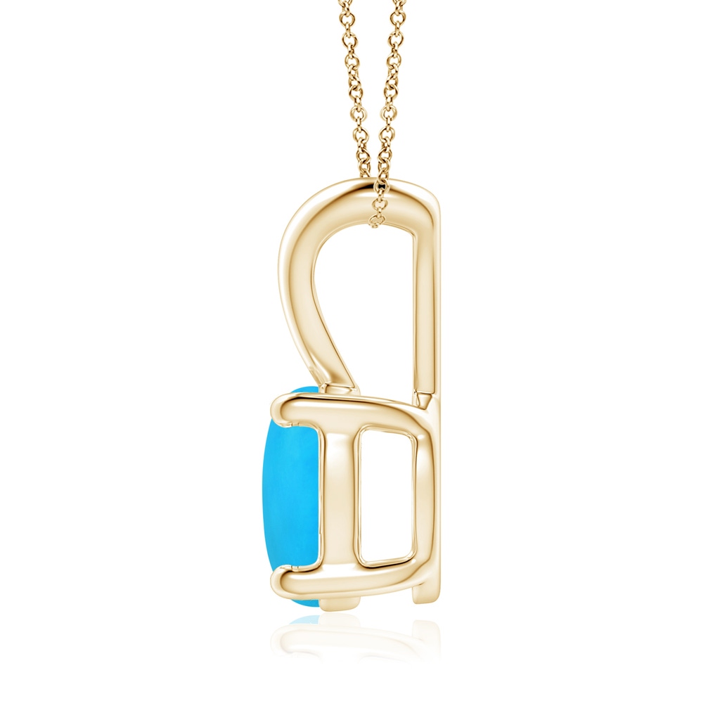 8mm AAAA V-Bale Round Turquoise Solitaire Pendant in Yellow Gold - side 199