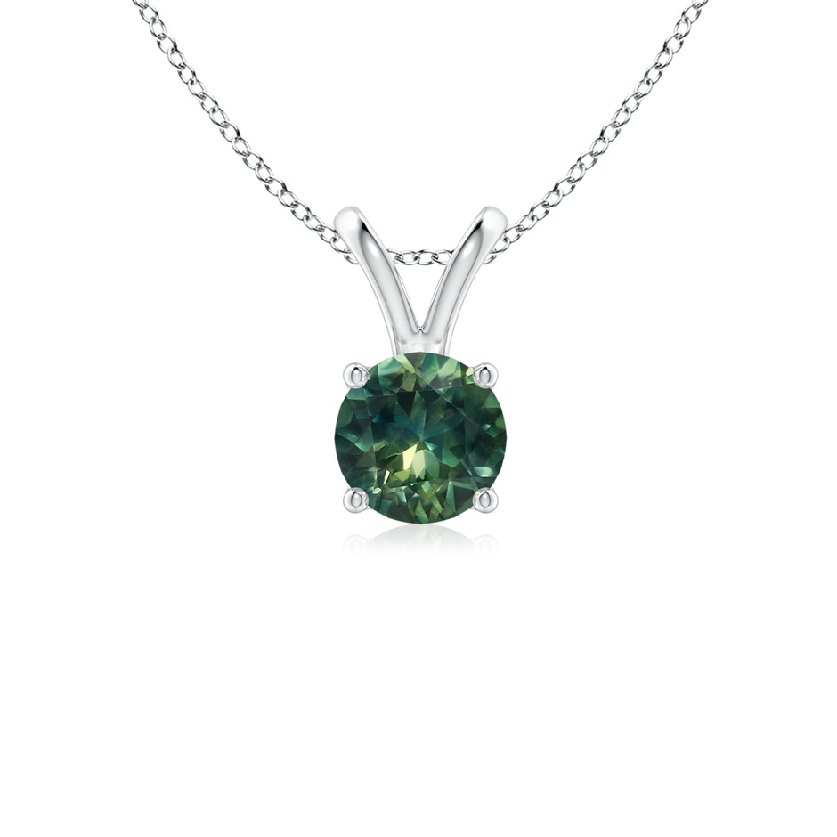 5mm AA V-Bale Round Teal Montana Sapphire Solitaire Pendant in White Gold 