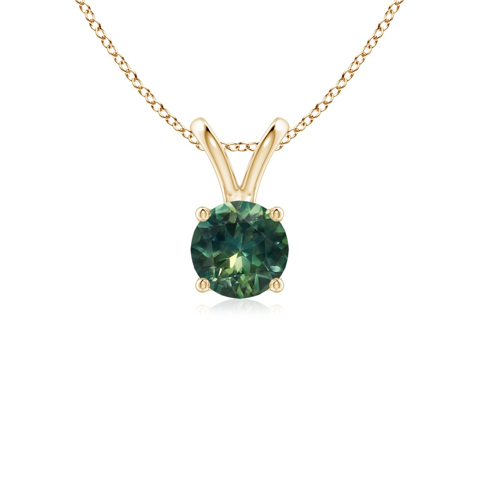 5mm AA V-Bale Round Teal Montana Sapphire Solitaire Pendant in Yellow Gold 