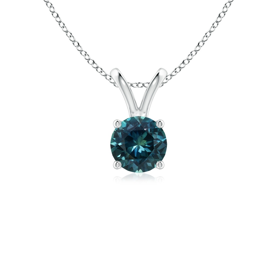 5mm AAA V-Bale Round Teal Montana Sapphire Solitaire Pendant in P950 Platinum 