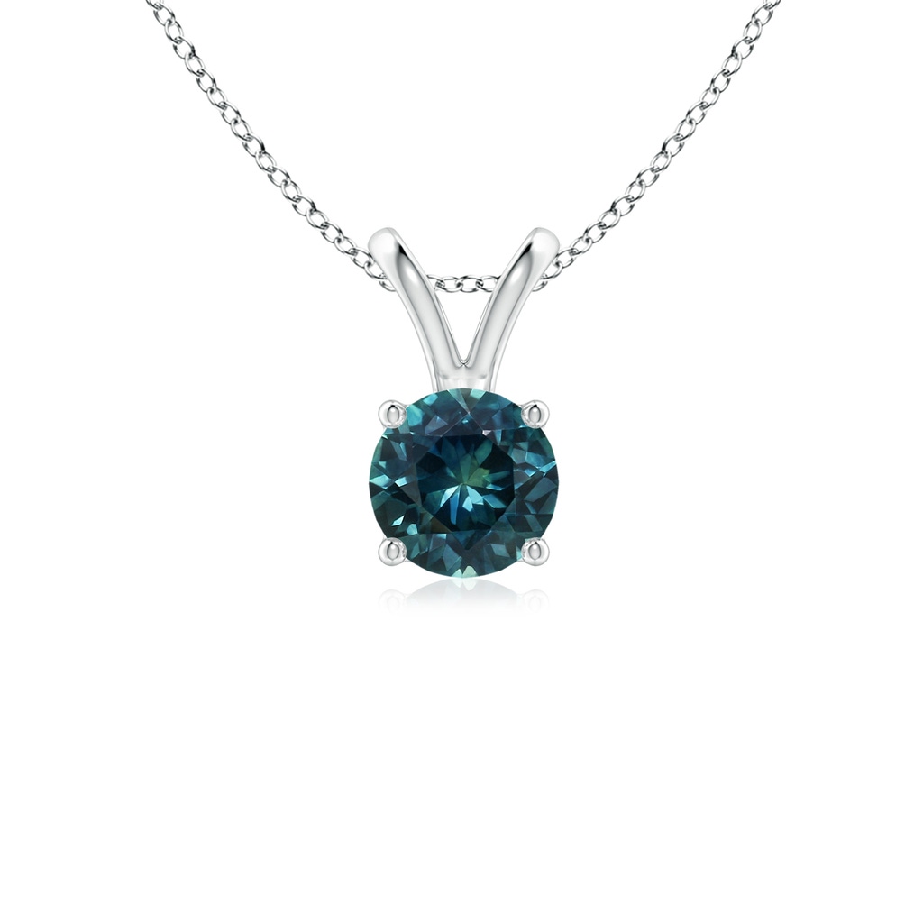 5mm AAA V-Bale Round Teal Montana Sapphire Solitaire Pendant in S999 Silver