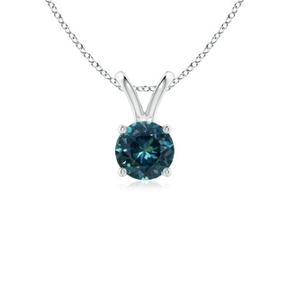 5mm AAA V-Bale Round Teal Montana Sapphire Solitaire Pendant in S999 Silver