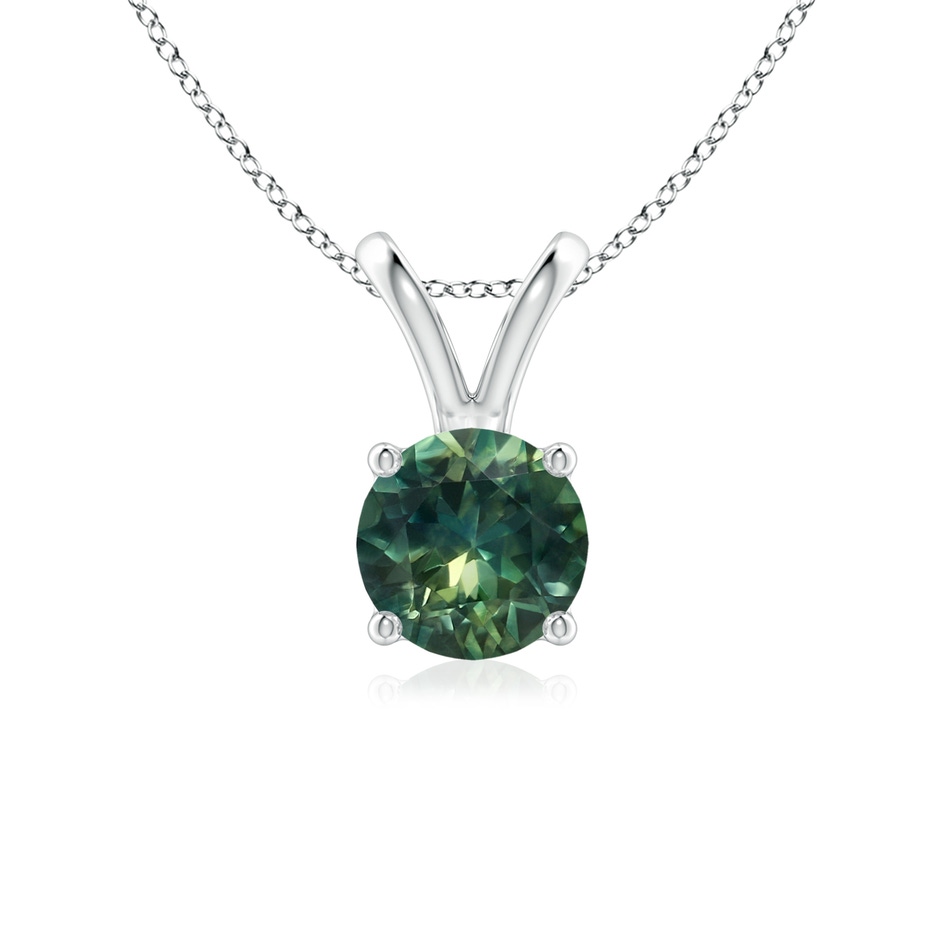 6mm AA V-Bale Round Teal Montana Sapphire Solitaire Pendant in P950 Platinum 