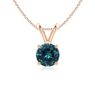 6mm AAA V-Bale Round Teal Montana Sapphire Solitaire Pendant in 10K Rose Gold