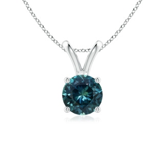 6mm AAA V-Bale Round Teal Montana Sapphire Solitaire Pendant in P950 Platinum