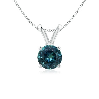 6mm AAA V-Bale Round Teal Montana Sapphire Solitaire Pendant in S999 Silver