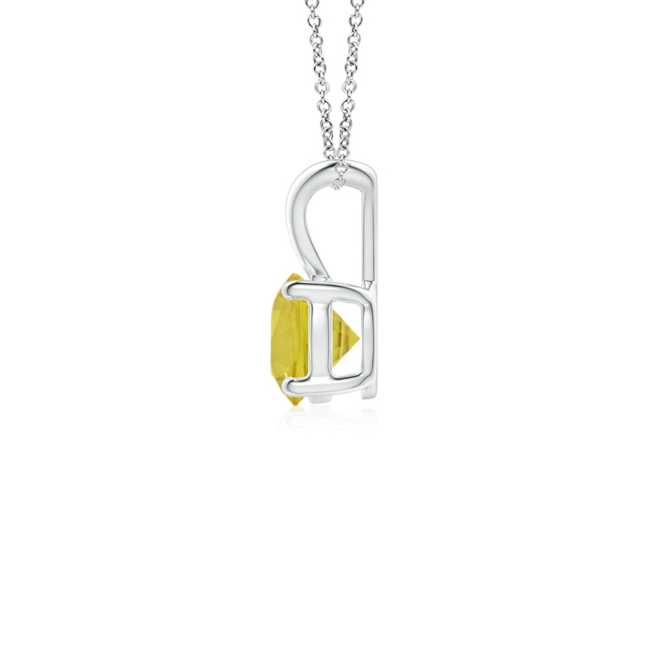 5mm A V-Bale Round Yellow Sapphire Solitaire Pendant in White Gold side 1
