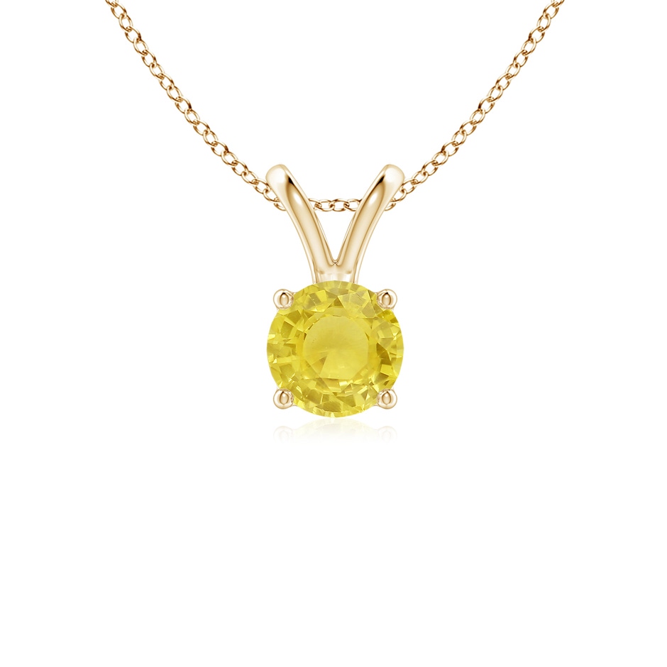 5mm A V-Bale Round Yellow Sapphire Solitaire Pendant in Yellow Gold 