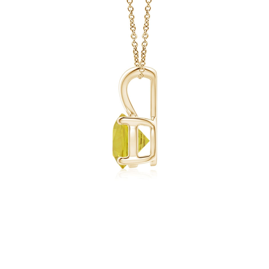 5mm A V-Bale Round Yellow Sapphire Solitaire Pendant in Yellow Gold side 1