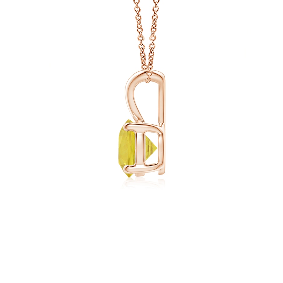 5mm AA V-Bale Round Yellow Sapphire Solitaire Pendant in Rose Gold side 1