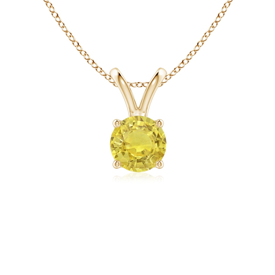 5mm AA V-Bale Round Yellow Sapphire Solitaire Pendant in Yellow Gold 