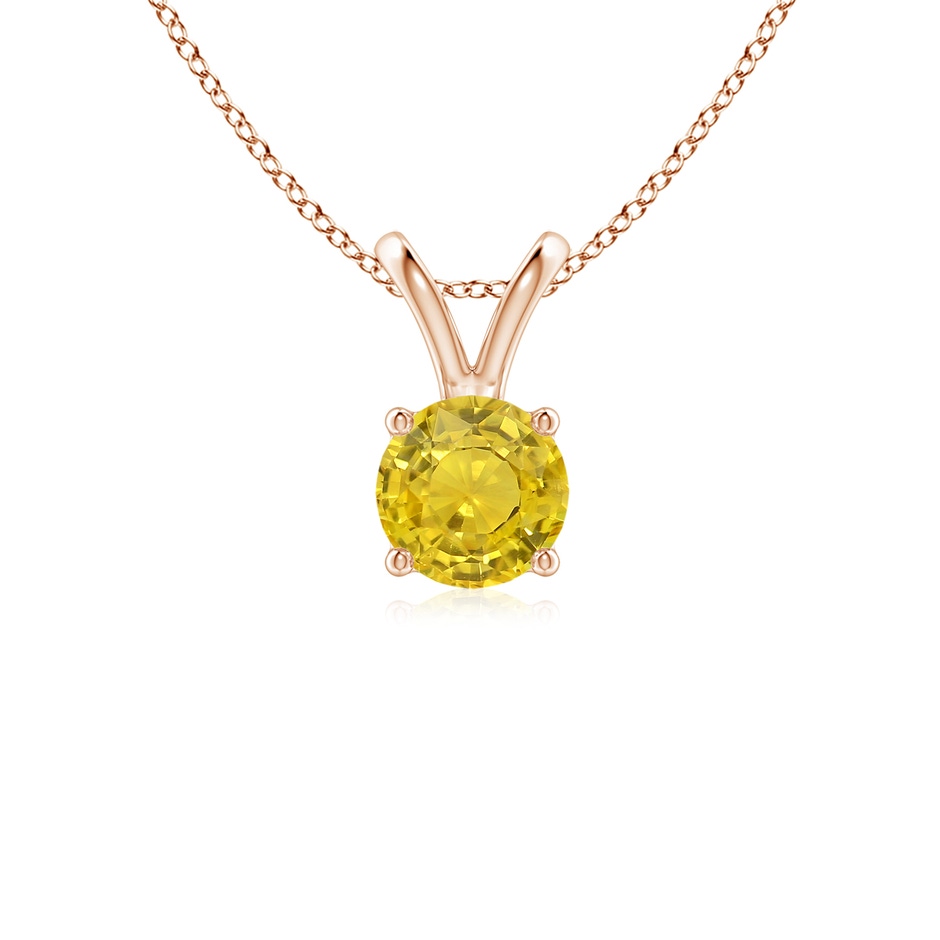 5mm AAA V-Bale Round Yellow Sapphire Solitaire Pendant in Rose Gold 