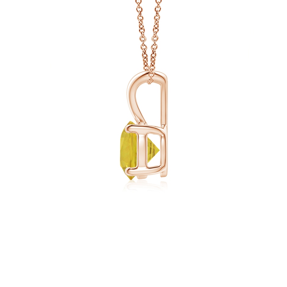 5mm AAA V-Bale Round Yellow Sapphire Solitaire Pendant in Rose Gold side 1