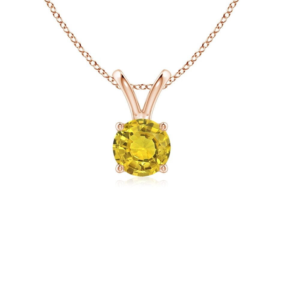 5mm AAAA V-Bale Round Yellow Sapphire Solitaire Pendant in 9K Rose Gold 