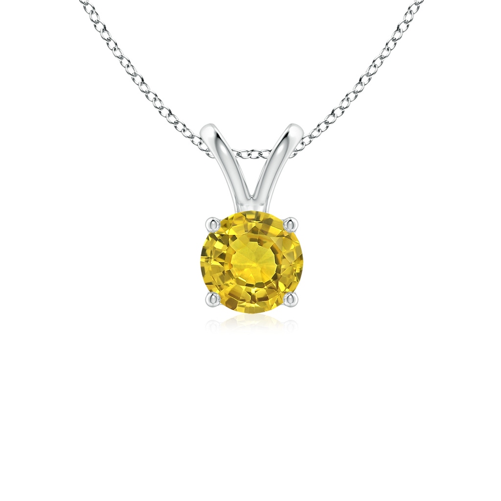 5mm AAAA V-Bale Round Yellow Sapphire Solitaire Pendant in S999 Silver