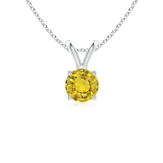 5mm AAAA V-Bale Round Yellow Sapphire Solitaire Pendant in S999 Silver