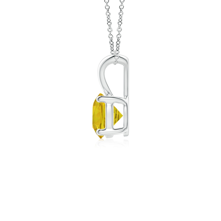 5mm AAAA V-Bale Round Yellow Sapphire Solitaire Pendant in White Gold side 1