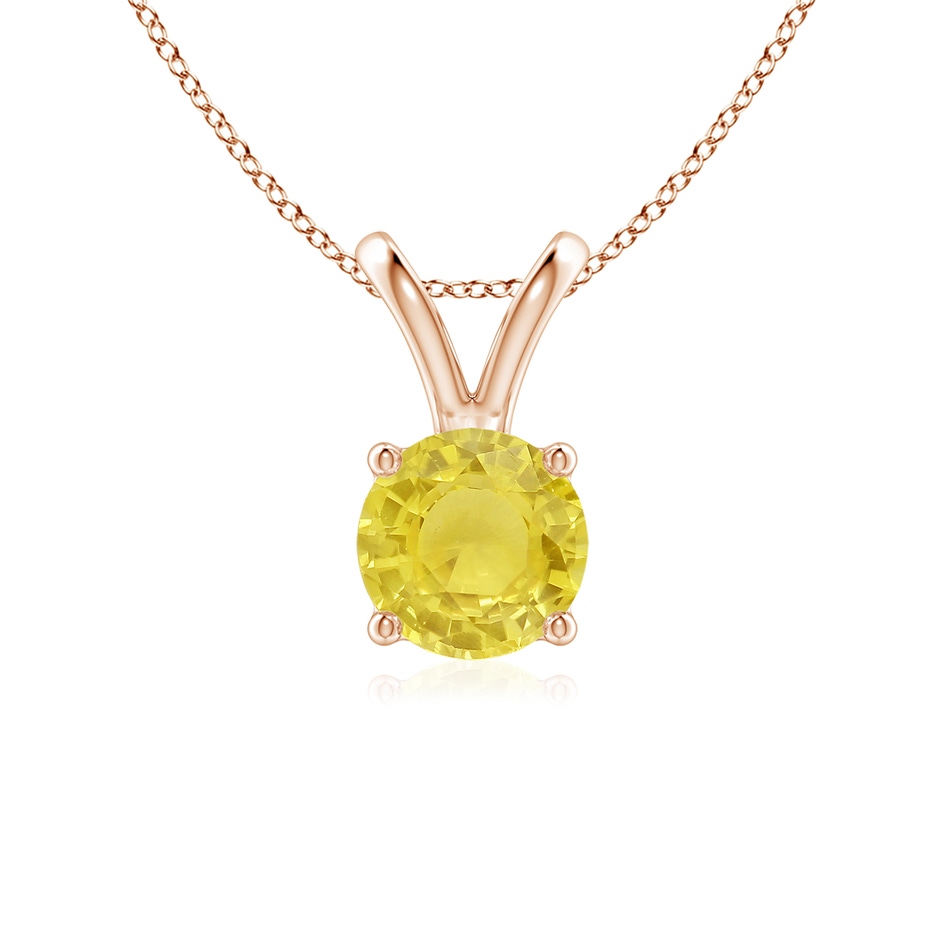 6mm A V-Bale Round Yellow Sapphire Solitaire Pendant in Rose Gold 