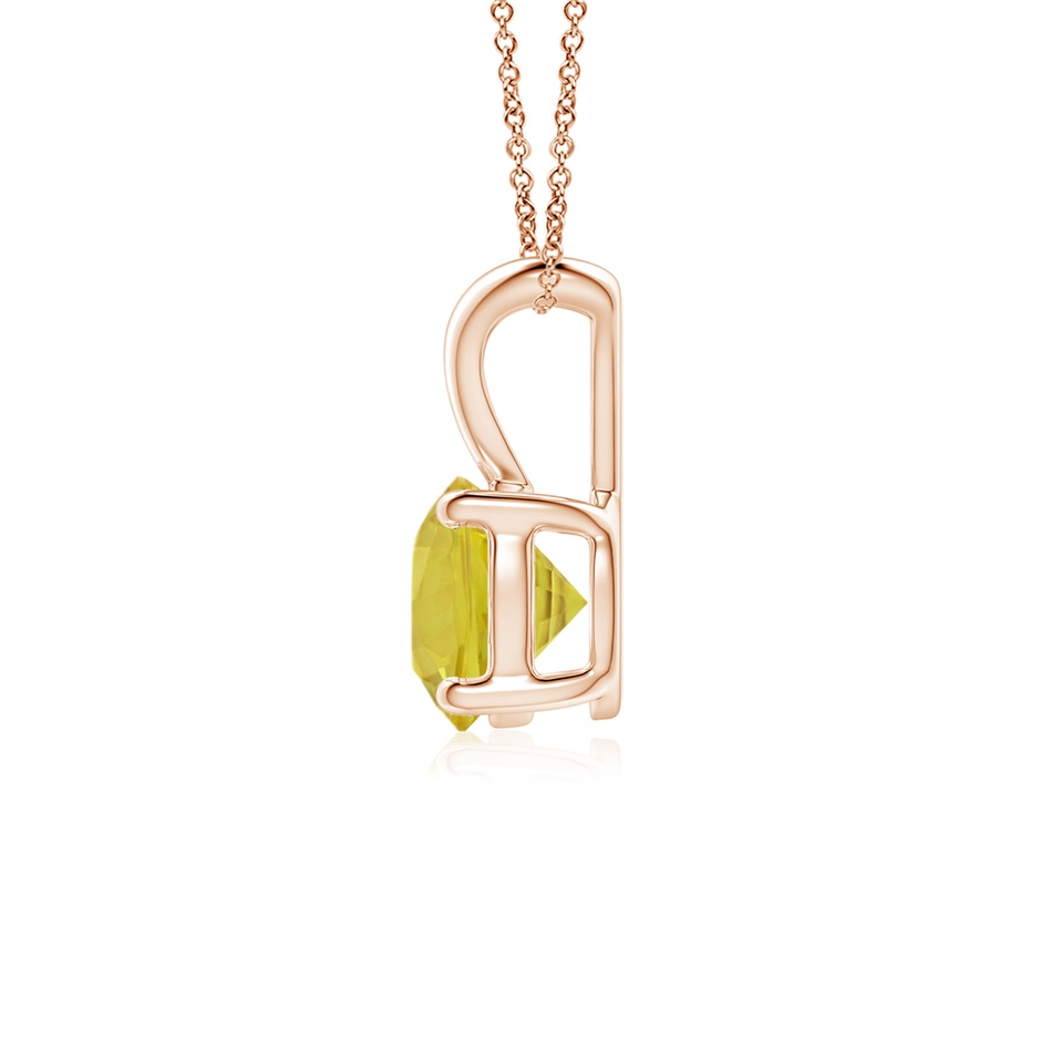 6mm A V-Bale Round Yellow Sapphire Solitaire Pendant in Rose Gold side 1